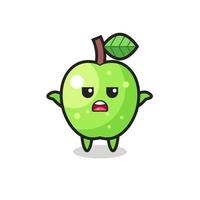 personagem mascote da maçã verde dizendo eu não sei vetor