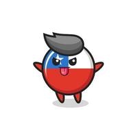 personagem de distintivo de bandeira chile travesso em pose de zombaria vetor