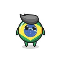 o mascote da insígnia da bandeira do brasil com cara de cético vetor