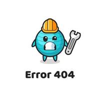erro 404 com o mascote da bola de exercícios fofa