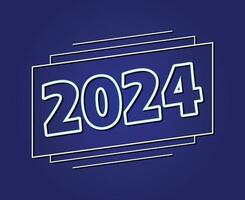feliz Novo ano 2024 feriado abstrato branco gráfico Projeto vetor logotipo símbolo ilustração com azul fundo