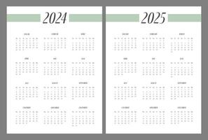 2024, 2025 calendário vetor Projeto modelo, simples e limpar \ limpo Projeto. calendário dentro alemão.