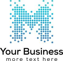 carta m logotipo com azul pontos para tecnologia companhia vetor