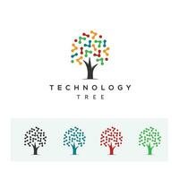criativo colorida digital tecnologia árvore logotipo conectar molécula comunicação vetor