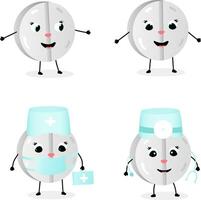 conjunto do engraçado pílulas dentro desenho animado estilo fofa personagens para remédio mascote logotipo vetor ilustração
