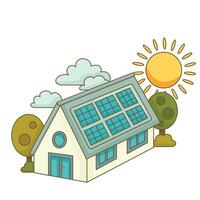 ir verde tecnologia solar painel casa eco amigáveis desenho animado ilustração vetor clipart adesivo