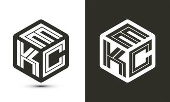 ekc carta logotipo Projeto com ilustrador cubo logotipo, vetor logotipo moderno alfabeto Fonte sobreposição estilo.