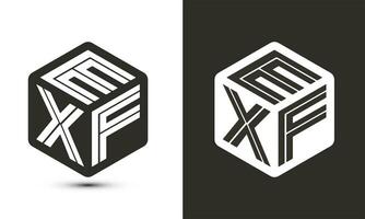 exf carta logotipo Projeto com ilustrador cubo logotipo, vetor logotipo moderno alfabeto Fonte sobreposição estilo.