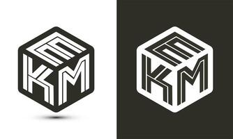 ekm carta logotipo Projeto com ilustrador cubo logotipo, vetor logotipo moderno alfabeto Fonte sobreposição estilo.