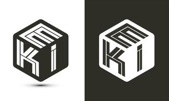 eki carta logotipo Projeto com ilustrador cubo logotipo, vetor logotipo moderno alfabeto Fonte sobreposição estilo.