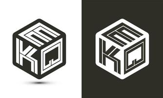 ekq carta logotipo Projeto com ilustrador cubo logotipo, vetor logotipo moderno alfabeto Fonte sobreposição estilo.
