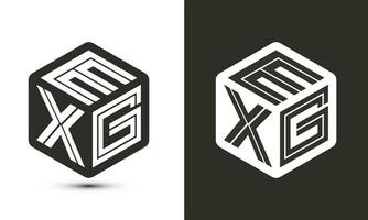 ex carta logotipo Projeto com ilustrador cubo logotipo, vetor logotipo moderno alfabeto Fonte sobreposição estilo.