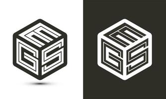 egs carta logotipo Projeto com ilustrador cubo logotipo, vetor logotipo moderno alfabeto Fonte sobreposição estilo.