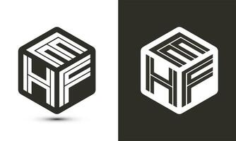 ehf carta logotipo Projeto com ilustrador cubo logotipo, vetor logotipo moderno alfabeto Fonte sobreposição estilo.