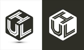 hul carta logotipo Projeto com ilustrador cubo logotipo, vetor logotipo moderno alfabeto Fonte sobreposição estilo.