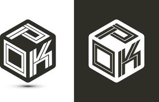 pok carta logotipo Projeto com ilustrador cubo logotipo, vetor logotipo moderno alfabeto Fonte sobreposição estilo.