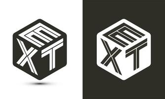 ext carta logotipo Projeto com ilustrador cubo logotipo, vetor logotipo moderno alfabeto Fonte sobreposição estilo.