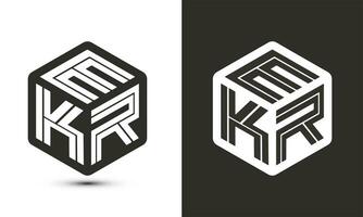 ekr carta logotipo Projeto com ilustrador cubo logotipo, vetor logotipo moderno alfabeto Fonte sobreposição estilo.