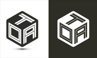 toa carta logotipo Projeto com ilustrador cubo logotipo, vetor logotipo moderno alfabeto Fonte sobreposição estilo.