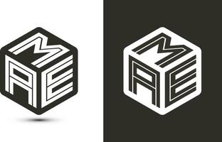 mae carta logotipo Projeto com ilustrador cubo logotipo, vetor logotipo moderno alfabeto Fonte sobreposição estilo.