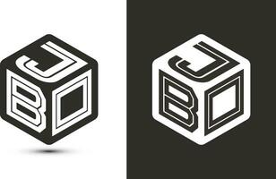 jbo carta logotipo Projeto com ilustrador cubo logotipo, vetor logotipo moderno alfabeto Fonte sobreposição estilo.