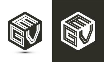 egv carta logotipo Projeto com ilustrador cubo logotipo, vetor logotipo moderno alfabeto Fonte sobreposição estilo.