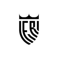 fr coroa escudo inicial luxo e real logotipo conceito vetor