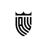 au coroa escudo inicial luxo e real logotipo conceito vetor