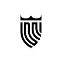 dn coroa escudo inicial luxo e real logotipo conceito vetor