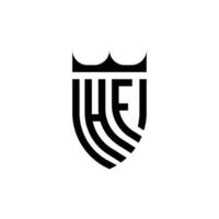 hf coroa escudo inicial luxo e real logotipo conceito vetor