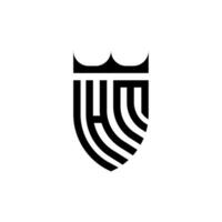 hm coroa escudo inicial luxo e real logotipo conceito vetor