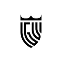 gv coroa escudo inicial luxo e real logotipo conceito vetor