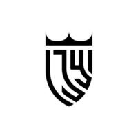 jy coroa escudo inicial luxo e real logotipo conceito vetor