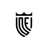 do coroa escudo inicial luxo e real logotipo conceito vetor