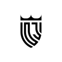 oj coroa escudo inicial luxo e real logotipo conceito vetor