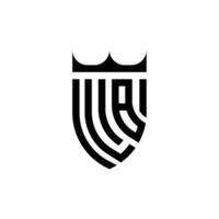 Libra coroa escudo inicial luxo e real logotipo conceito vetor