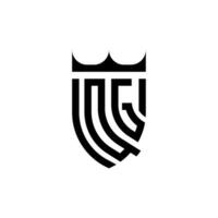 qg coroa escudo inicial luxo e real logotipo conceito vetor
