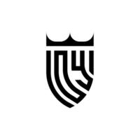 oi coroa escudo inicial luxo e real logotipo conceito vetor