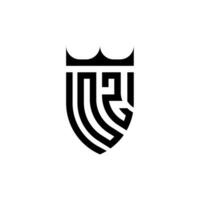 onça coroa escudo inicial luxo e real logotipo conceito vetor