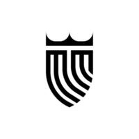 milímetros coroa escudo inicial luxo e real logotipo conceito vetor