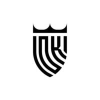 Está bem coroa escudo inicial luxo e real logotipo conceito vetor