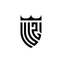 uz coroa escudo inicial luxo e real logotipo conceito vetor