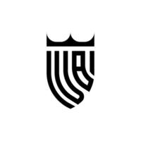 vb coroa escudo inicial luxo e real logotipo conceito vetor