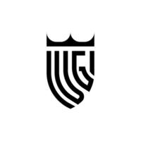 vg coroa escudo inicial luxo e real logotipo conceito vetor