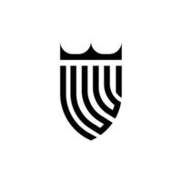 uu coroa escudo inicial luxo e real logotipo conceito vetor