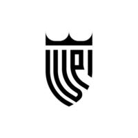 vp coroa escudo inicial luxo e real logotipo conceito vetor