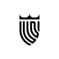 ud coroa escudo inicial luxo e real logotipo conceito vetor