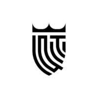 qt coroa escudo inicial luxo e real logotipo conceito vetor