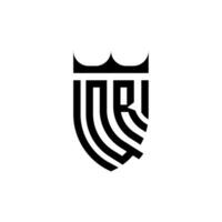 qr coroa escudo inicial luxo e real logotipo conceito vetor