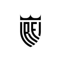 rf coroa escudo inicial luxo e real logotipo conceito vetor